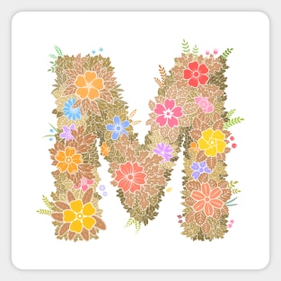 "M" Floral Letter Monogram Magnet